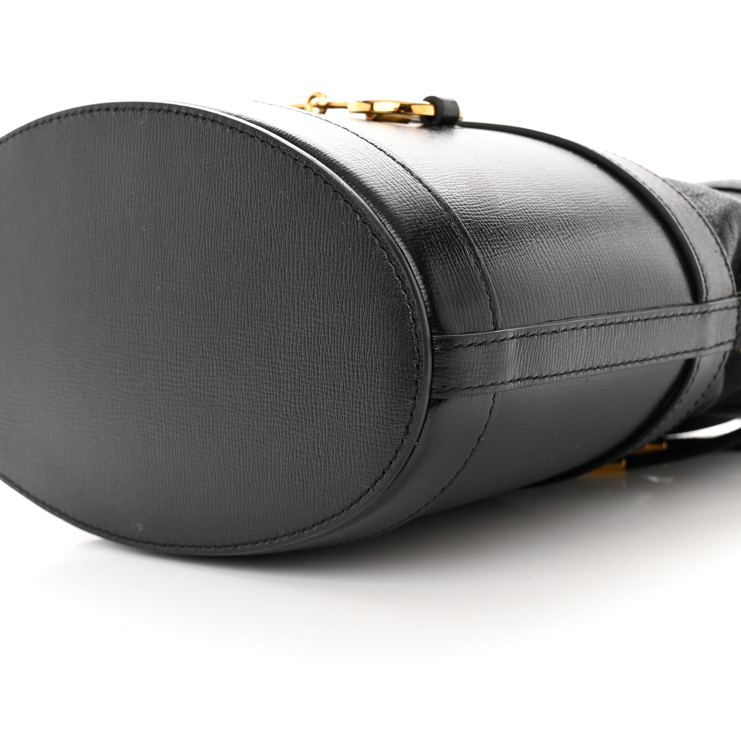 Azalea Sakai Calfskin Horsebit 1955 Drawstring Bucket Bag Black