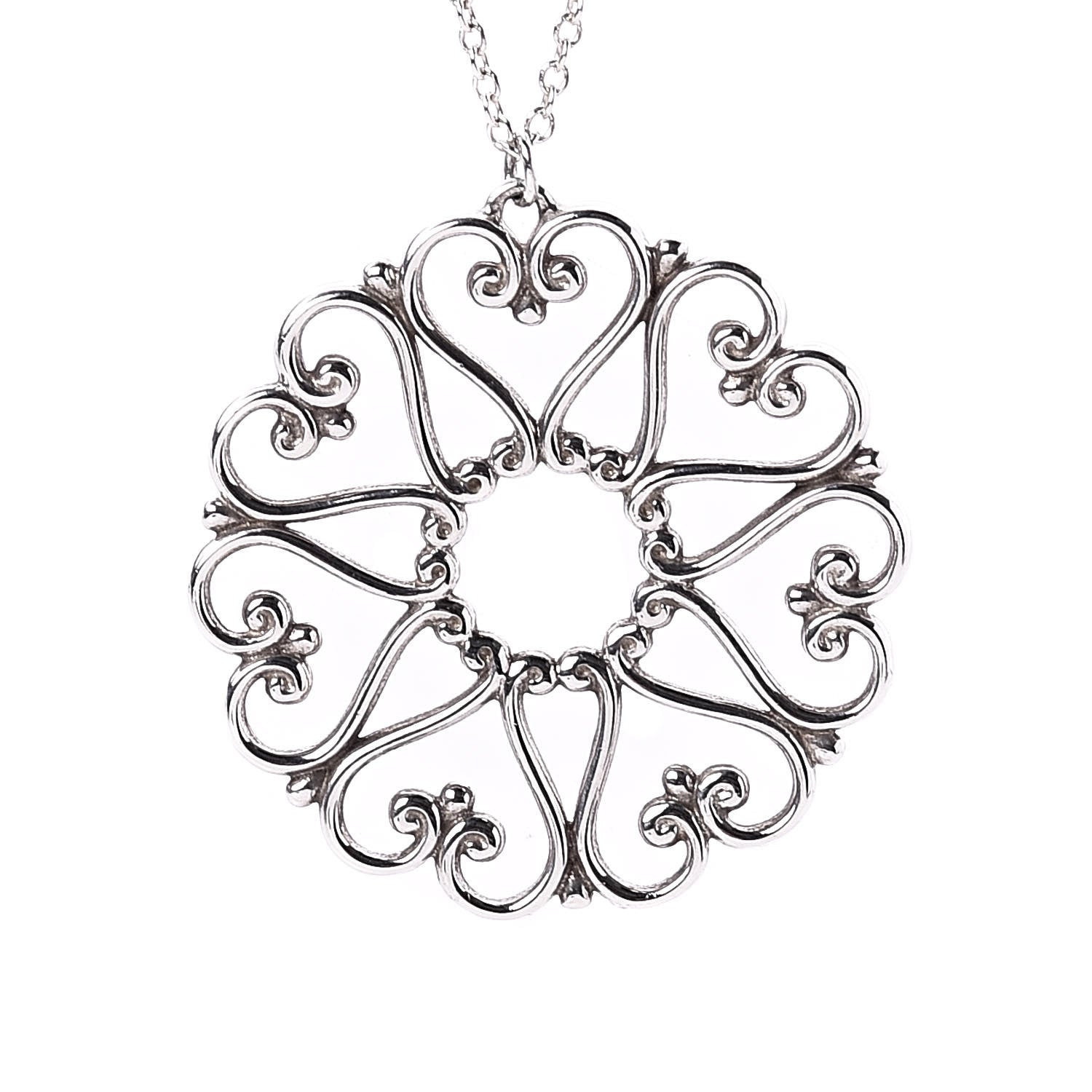 Tiffany Sterling Silver Paloma Picasso Hearts Medallion Pendant Necklace 4 of 7