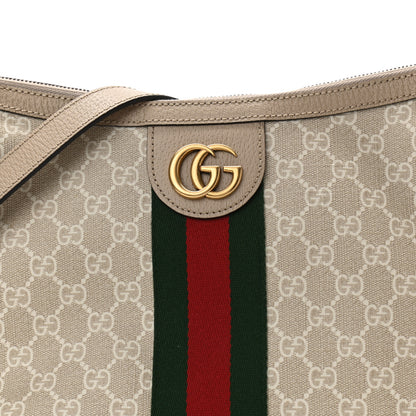Gucci GG Supreme Monogram Textured Dollar Calfskin Web Small Ophidia Half Moon Hobo Beige Mystic White Oatmeal 8 of 10