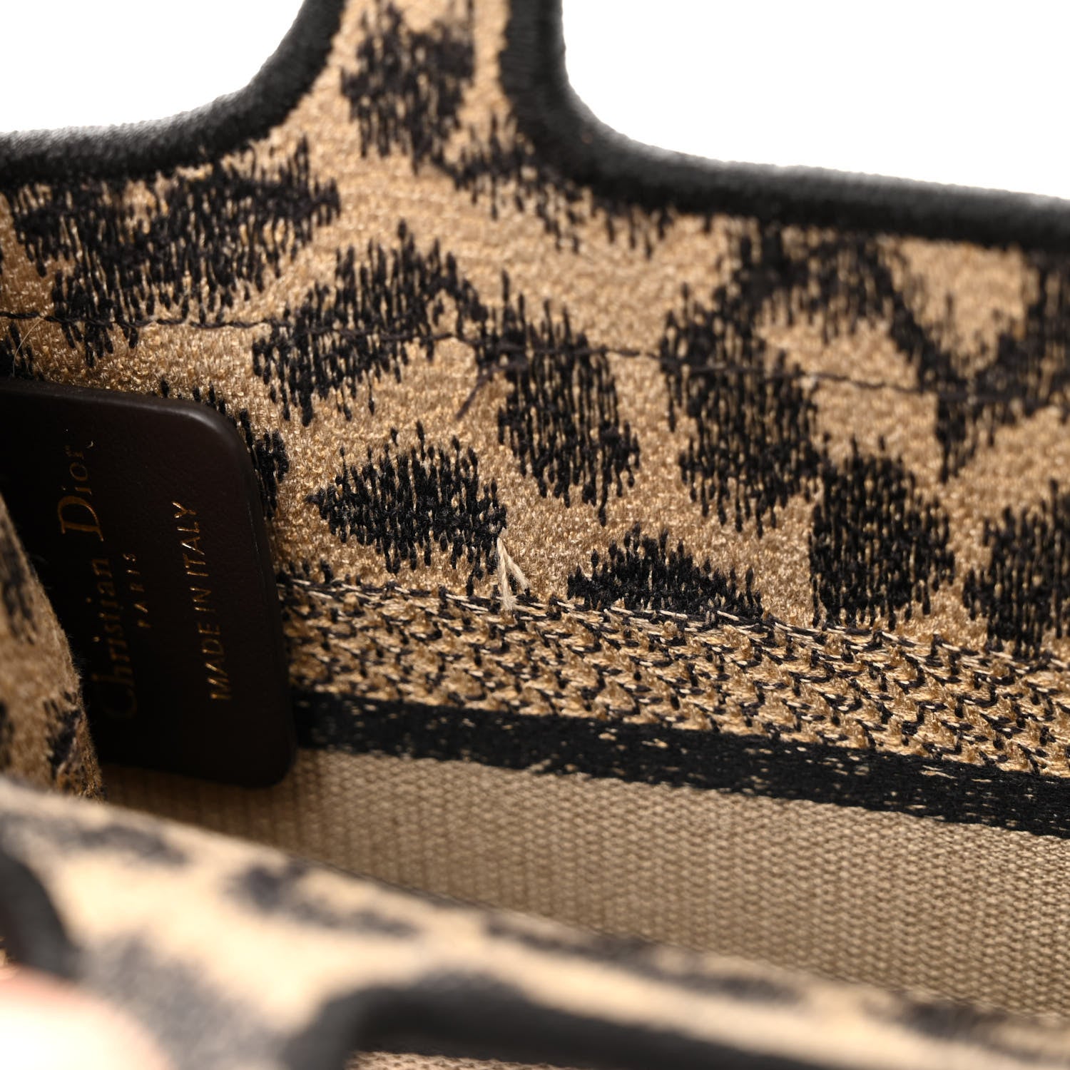 Christian Dior Canvas Mizza Embroidered Mini Leopard Book Tote Beige 11 of 11