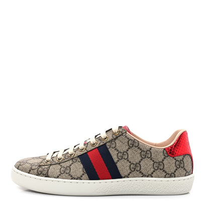 Gucci GG Supreme Monogram Womens Ace Low-Top Sneaker 35.5 Beige 1 of 10