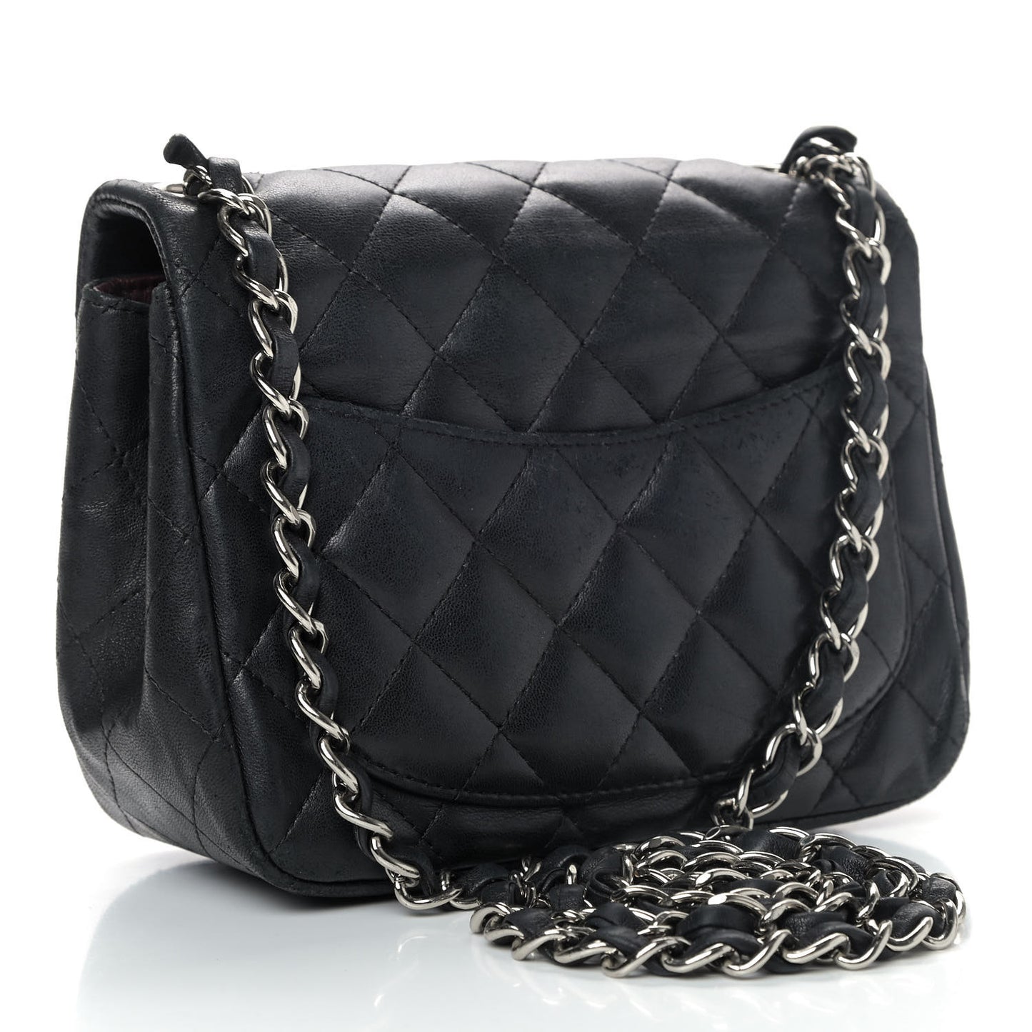 Lambskin Quilted Mini Square Flap Black