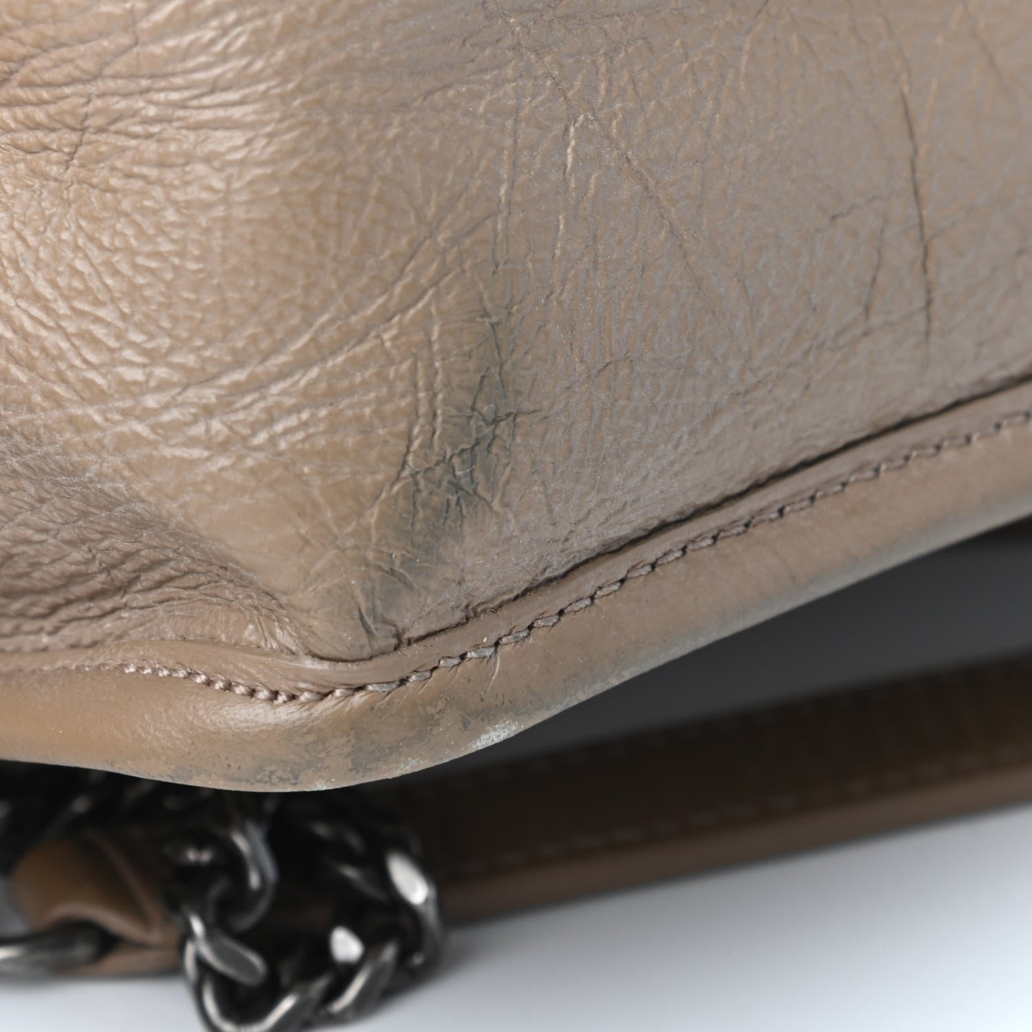 Saint Laurent Crinkled Calfskin Matelasse Monogram Baby Niki Chain Satchel Light Taupe 5 of 5