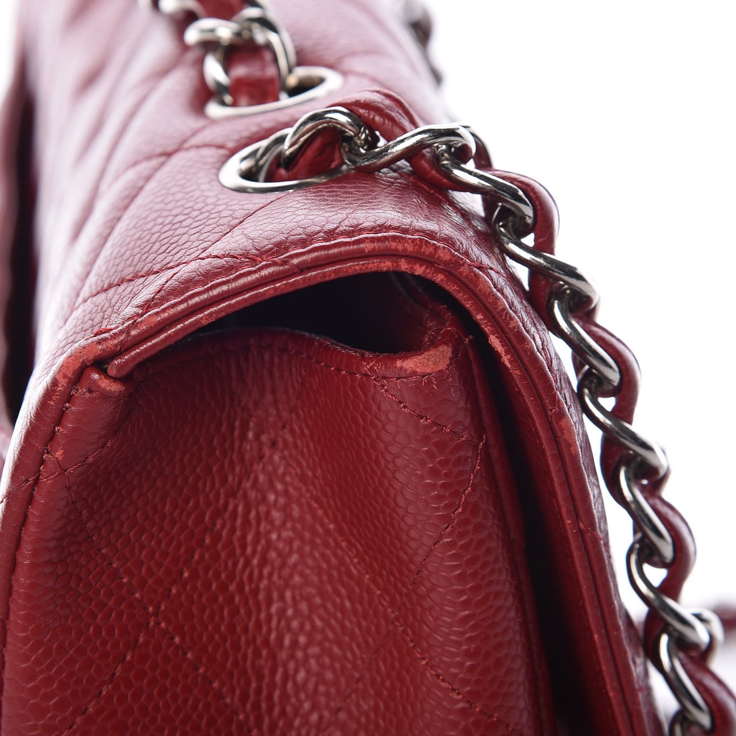 Caviar Quilted Jumbo Single Flap Red