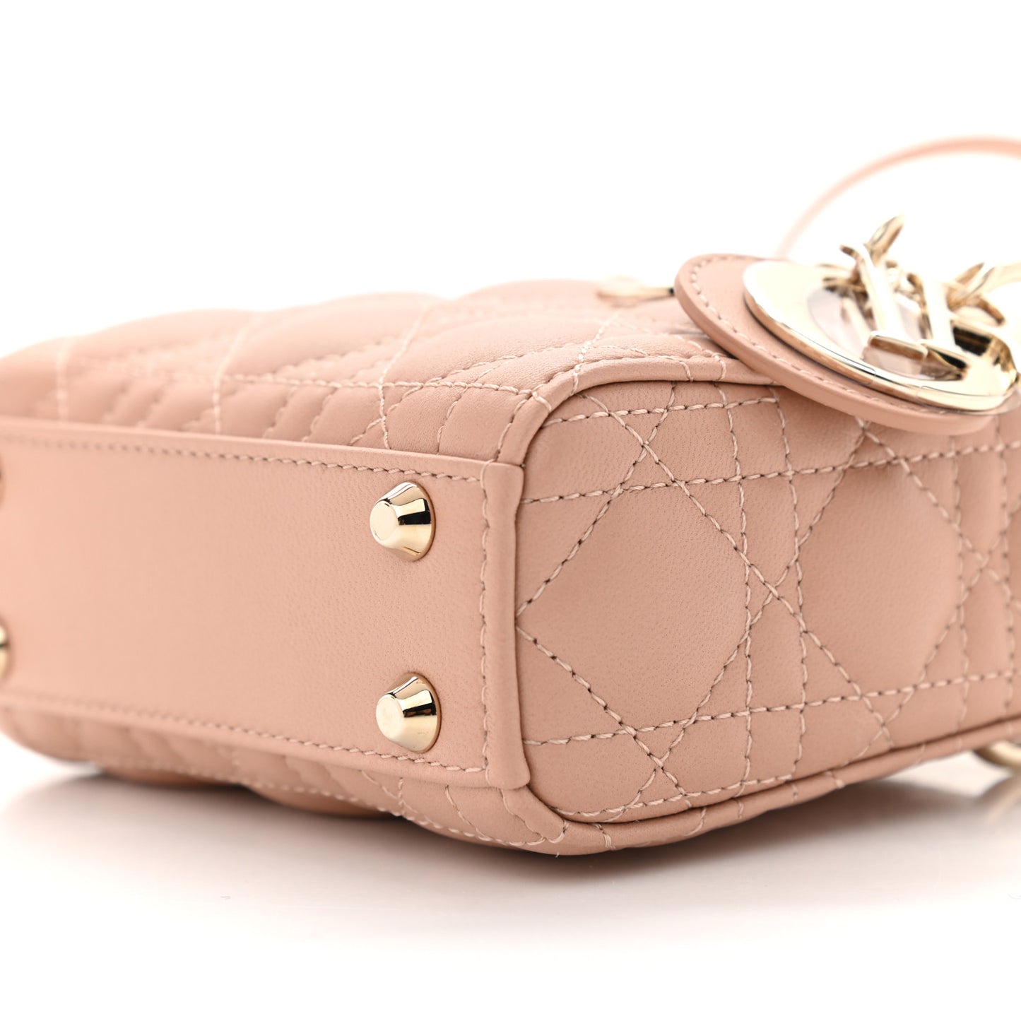 Lambskin Cannage Micro Lady Dior Rose Des Vents