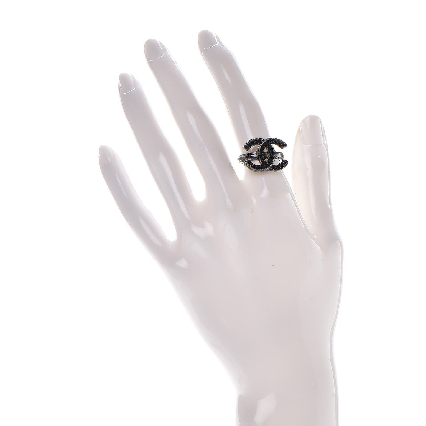Ruthenium Bead CC Ring 6 Black