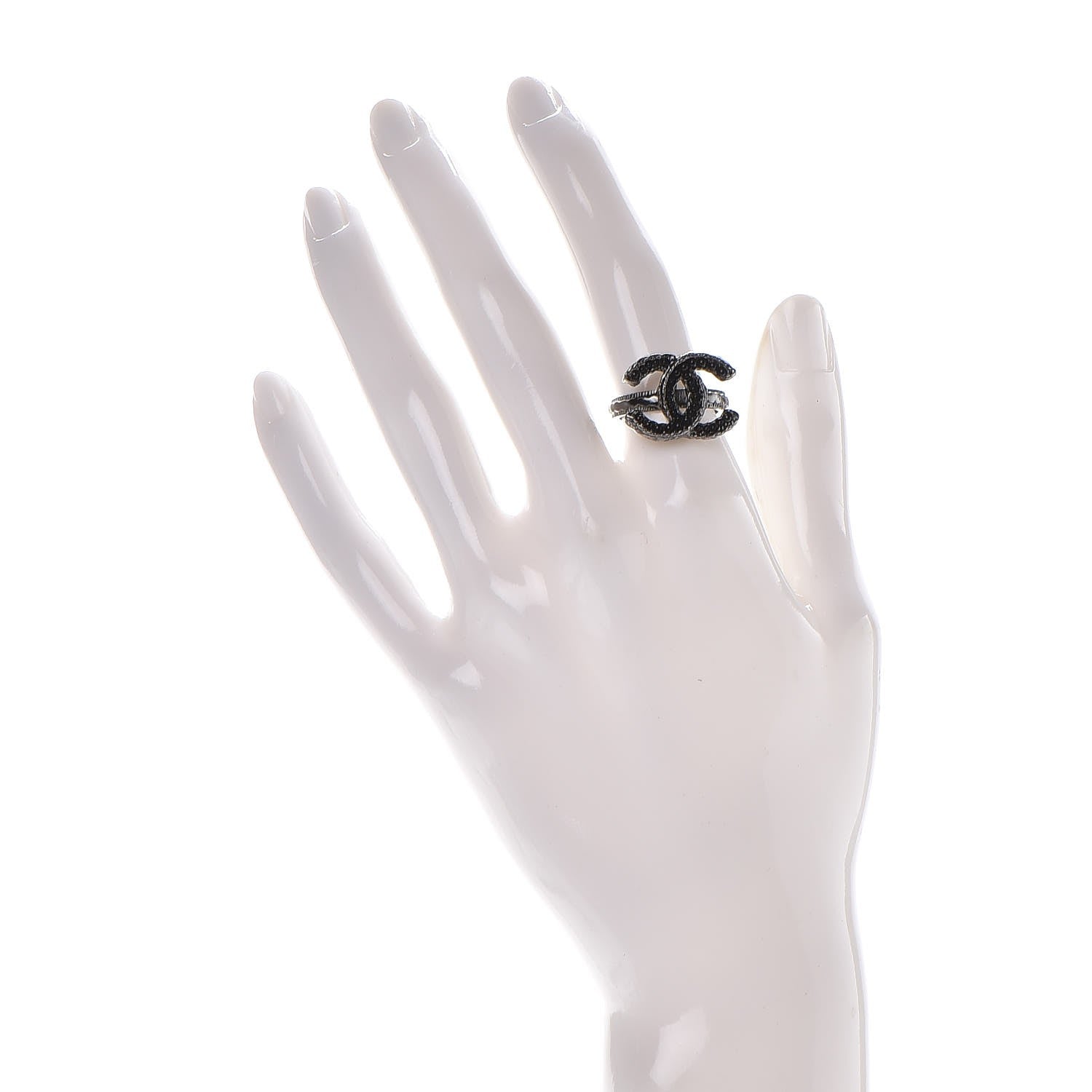 Chanel Ruthenium Bead CC Ring 6 Black 2 of 5