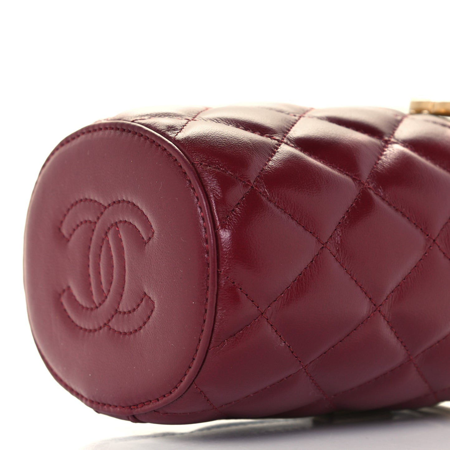 Lambskin Quilted Mini Crown Box Bag Burgundy