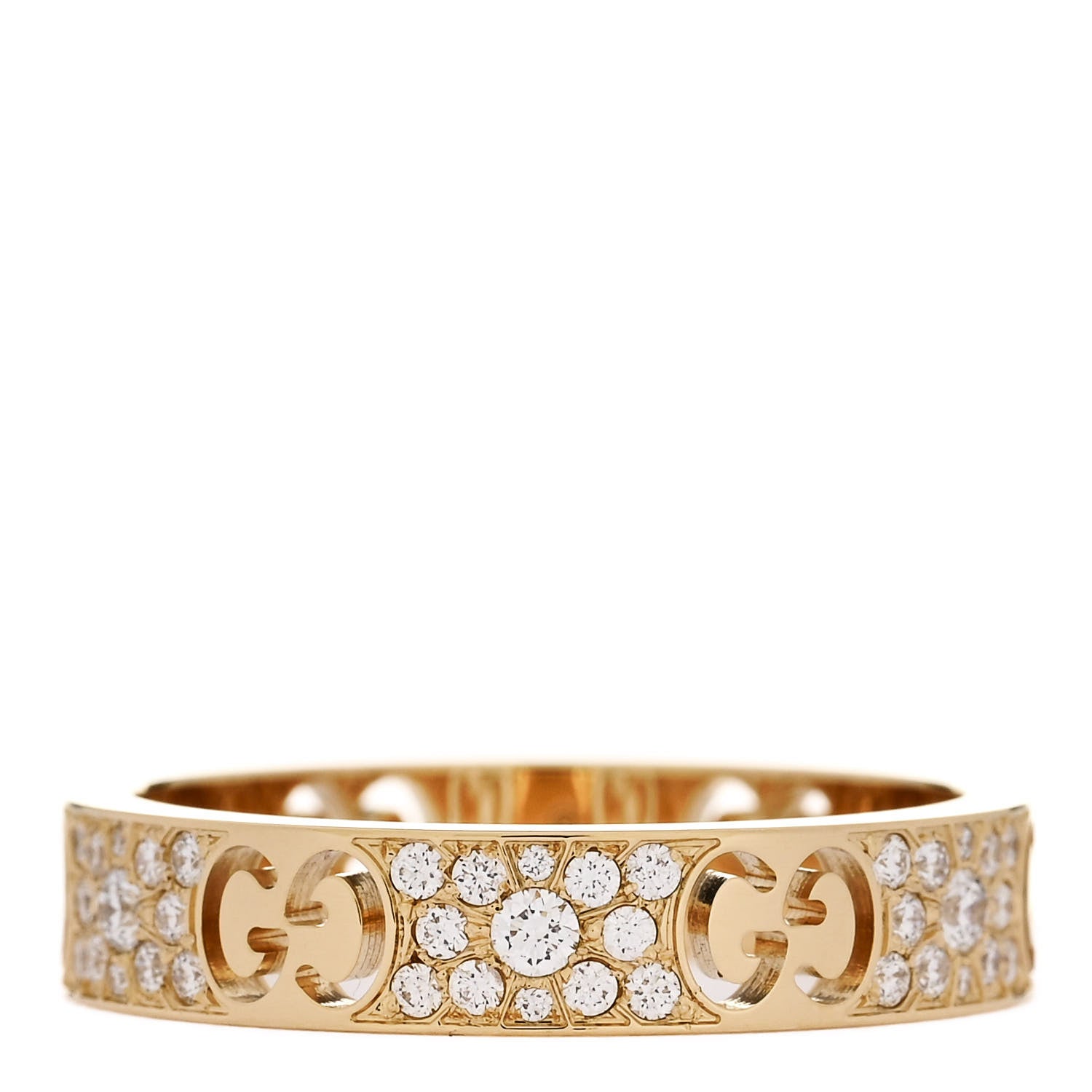 Gucci 18K Yellow Gold Diamond Icon Stardust Band Ring 56 7.5 1 of 7