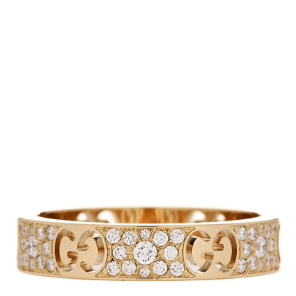 Gucci 18K Yellow Gold Diamond Icon Stardust Band Ring 56 7.5 1 of 7