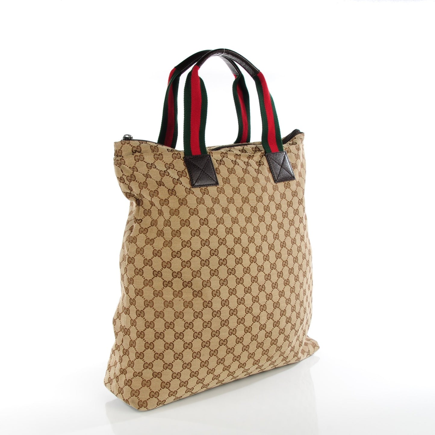 GG Monogram Large Web Handle Vertical Tote Dark Brown