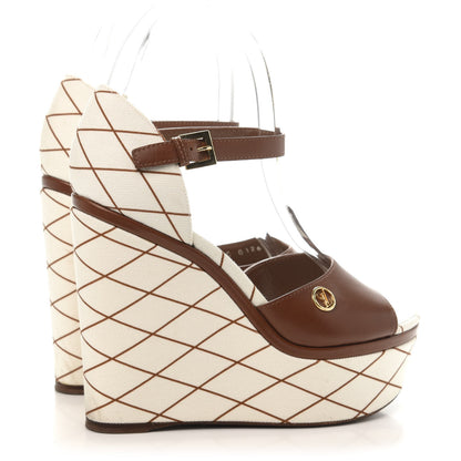 Louis Vuitton Toile Malletage Blossom Wedge Sandal 36.5 Natural 4 of 8