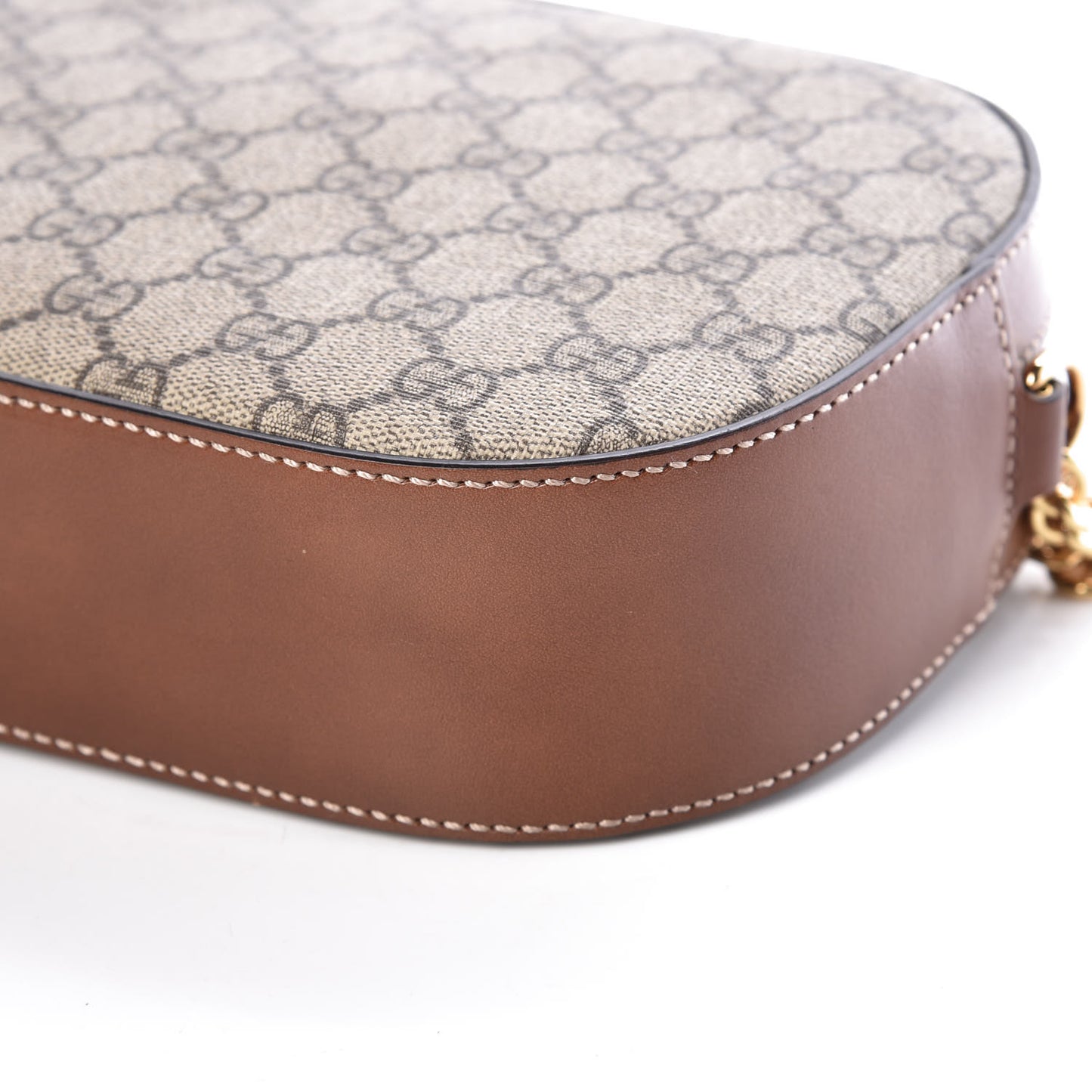 GG Supreme Monogram Cuoio Toscano Mini Chain Shoulder Bag Beige Ebony Cuir