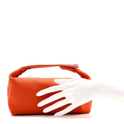 Hermes Canvas Small Bride-A-Brac Pouch Orange Burgundy 3 of 10