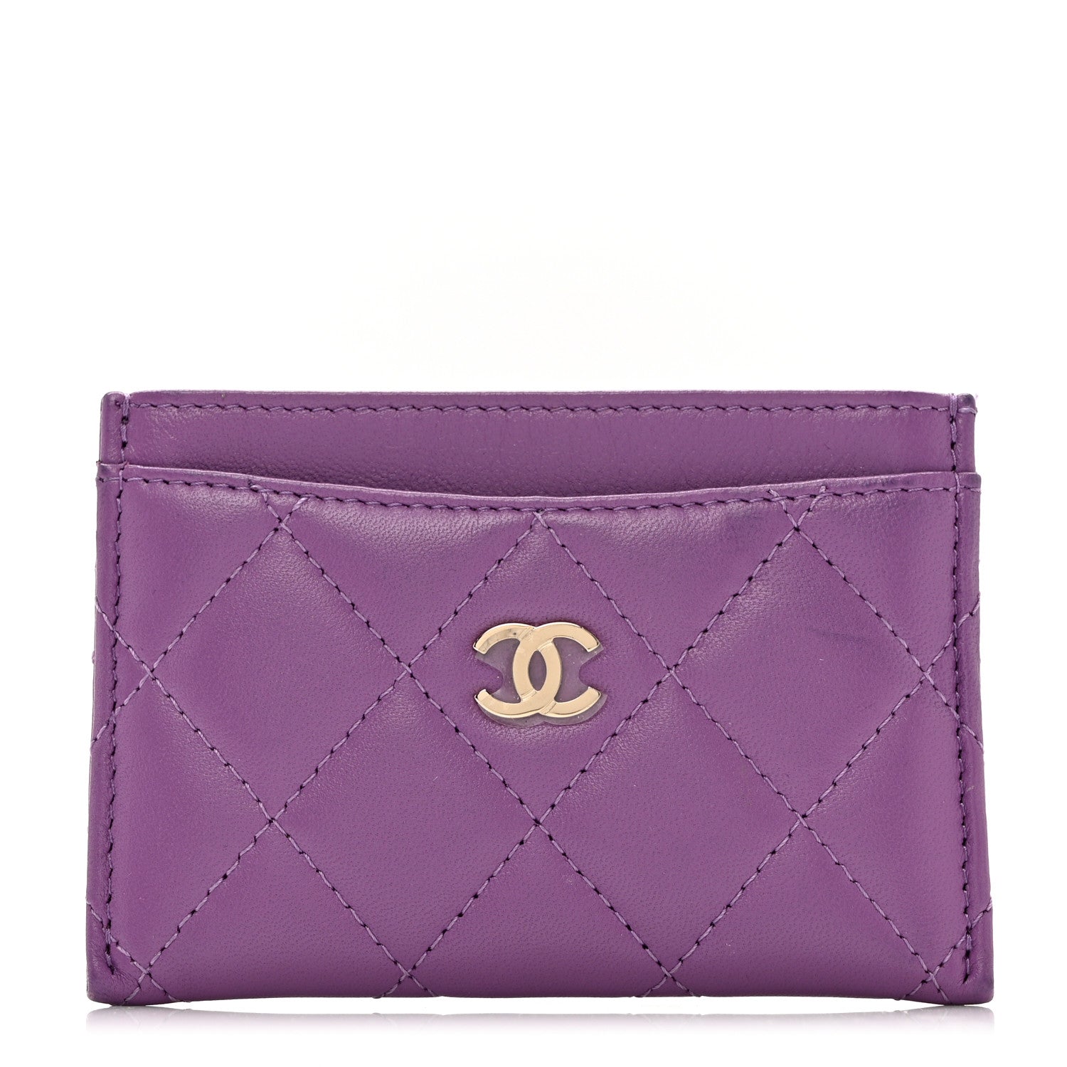 Chanel Lambskin Quilted Card Holder Purple 1 of 11
