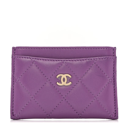 Chanel Lambskin Quilted Card Holder Purple 1 of 11