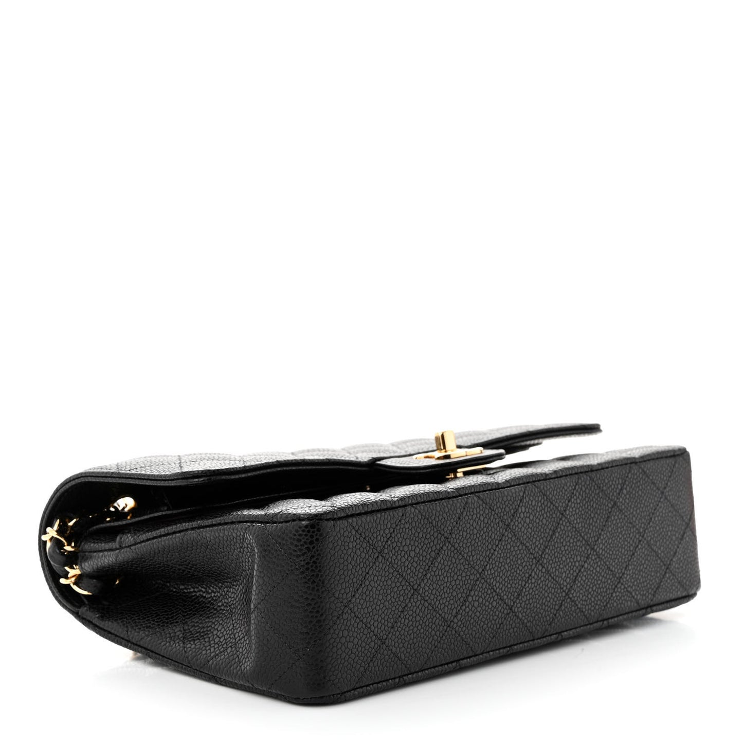 Caviar Quilted Medium Double Flap Black