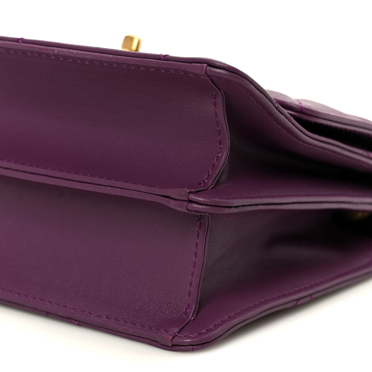 Chanel Calfskin Resin Quilted Mini Flap Purple 10 of 10