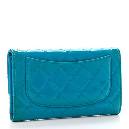 Chanel Patent Quilted Large Flap Wallet Blue 2 of 4