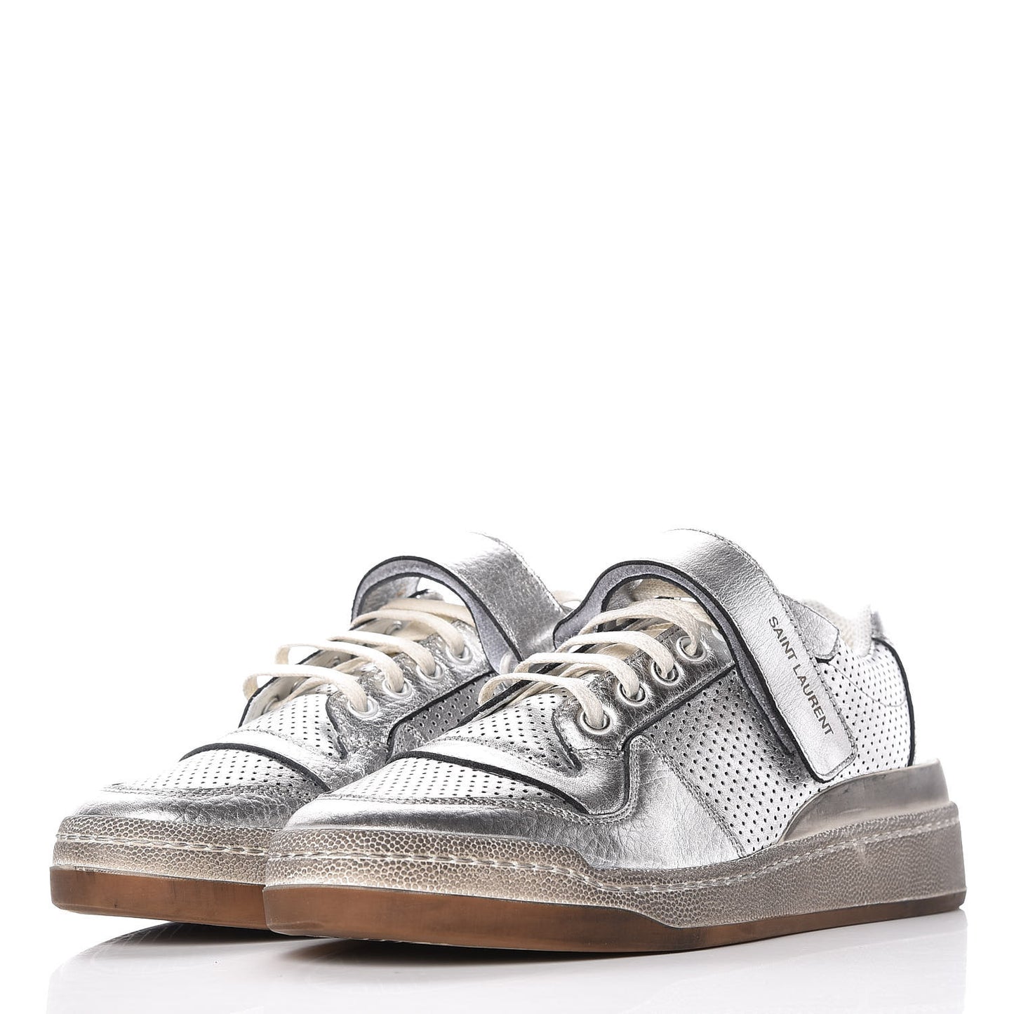 Calfskin Perforated Womens SL24 Sneakers 39 Argento
