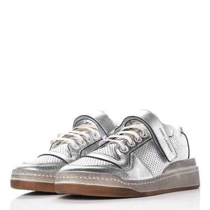 Saint Laurent Calfskin Perforated Womens SL24 Sneakers 39 Argento 3 of 9