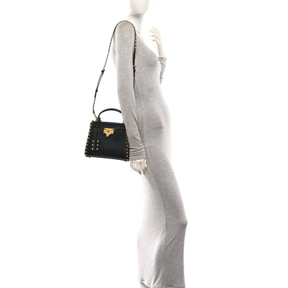 Valentino Garavani Grainy Calfskin Small Rockstud Alcove Top-Handle Flap Bag Black 2 of 10