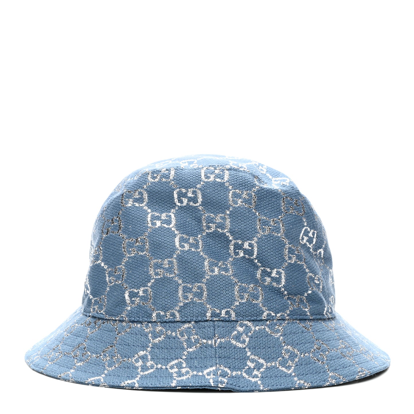 Canvas Lame GG Monogram Bucket Hat M Light Blue Silver