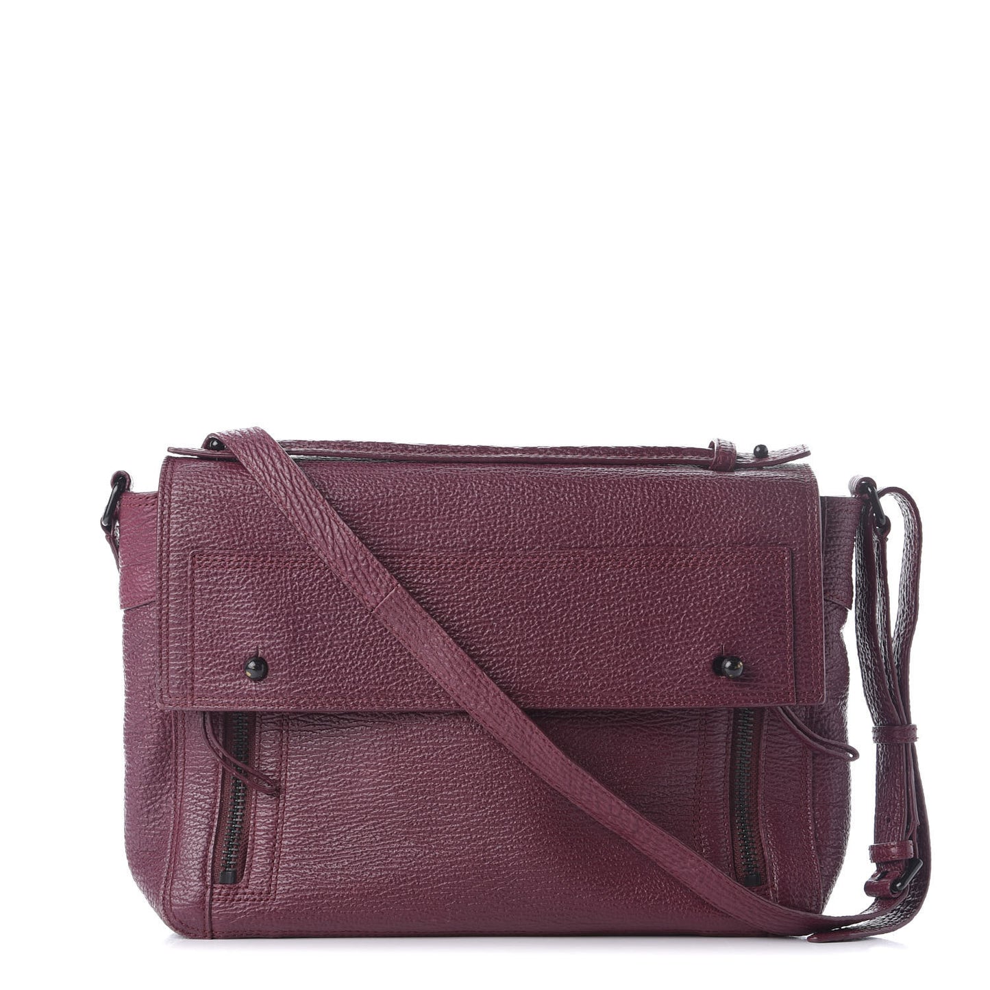 3.1 Shark Embossed Calfskin Pashli Messenger Aubergine