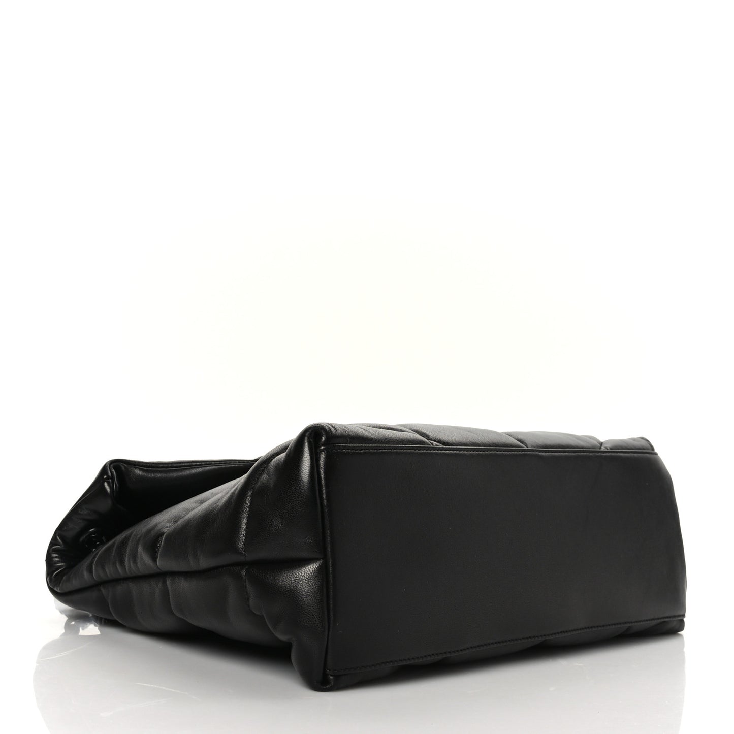 Lambskin Quilted Monogram Monochrome Medium Loulou Puffer Chain Satchel Black