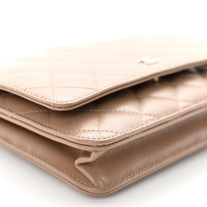 Chanel Caviar Quilted Wallet on Chain WOC Dark Beige 9 of 10