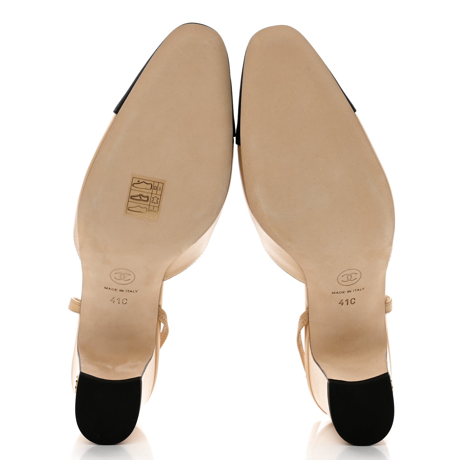 Chanel Goatskin Grosgrain Cap Toe CC Slingback Pumps 41 Beige Black 5 of 12