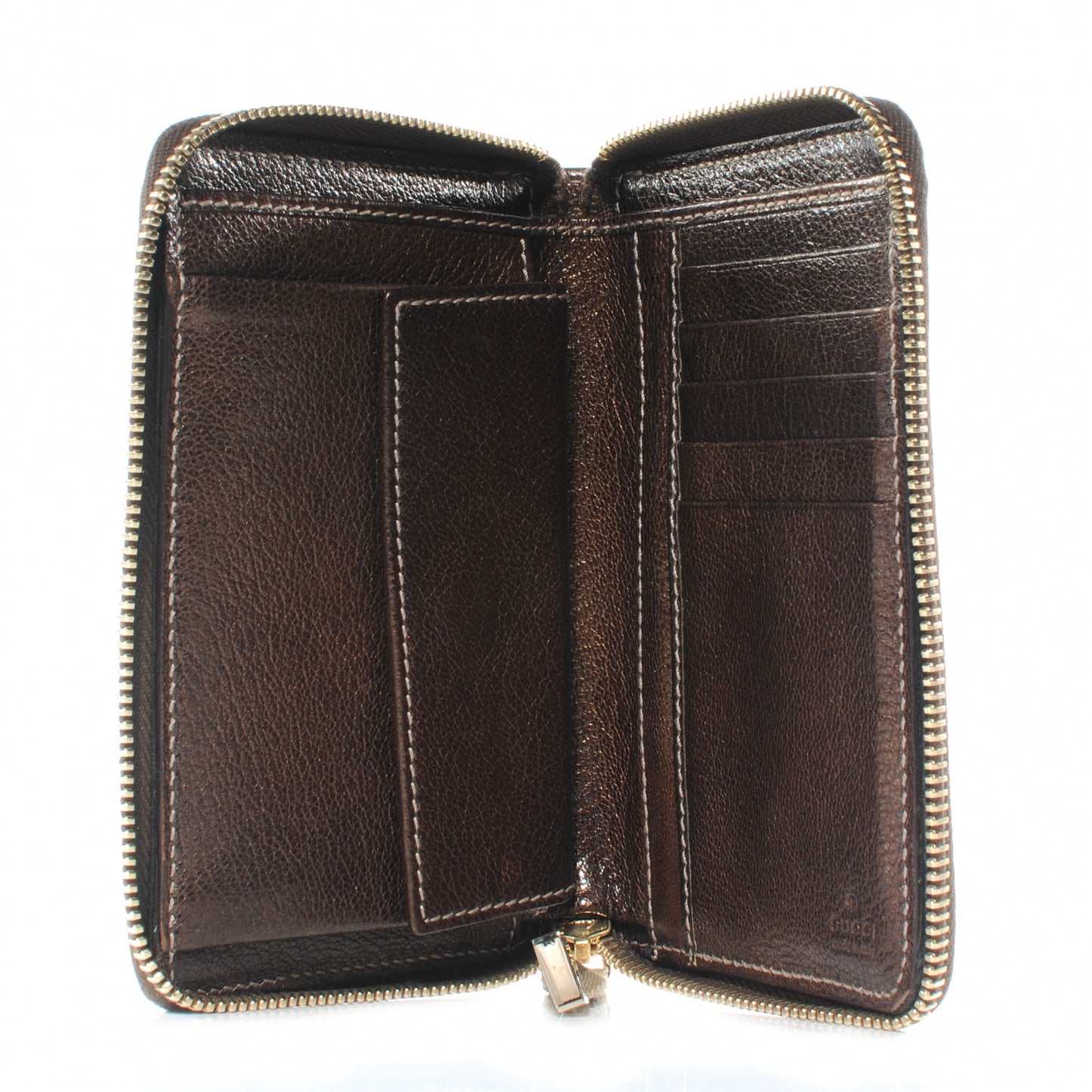 Leather Zip Around Capri Wallet Brown