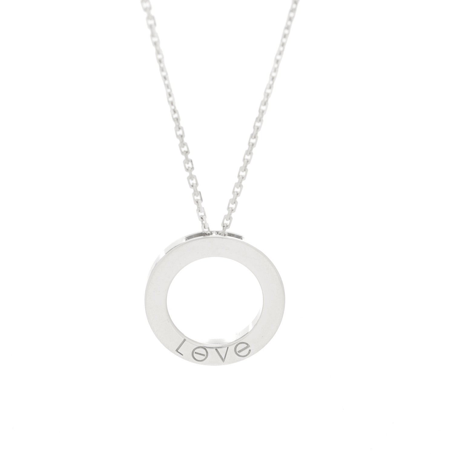 Cartier 18K White Gold Diamond LOVE Paved Necklace 5 of 6