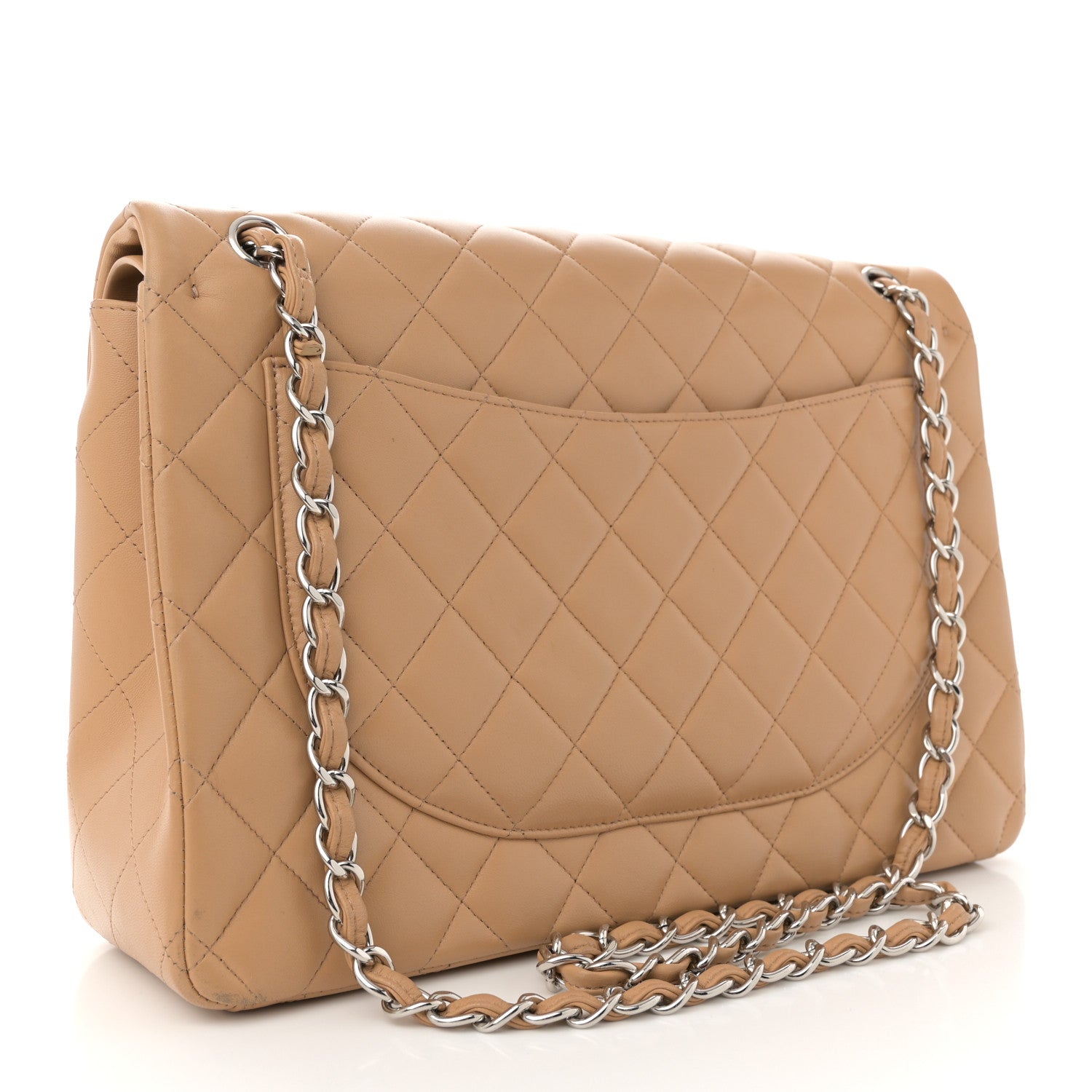 Chanel Lambskin Quilted Maxi Double Flap Beige 3 of 14