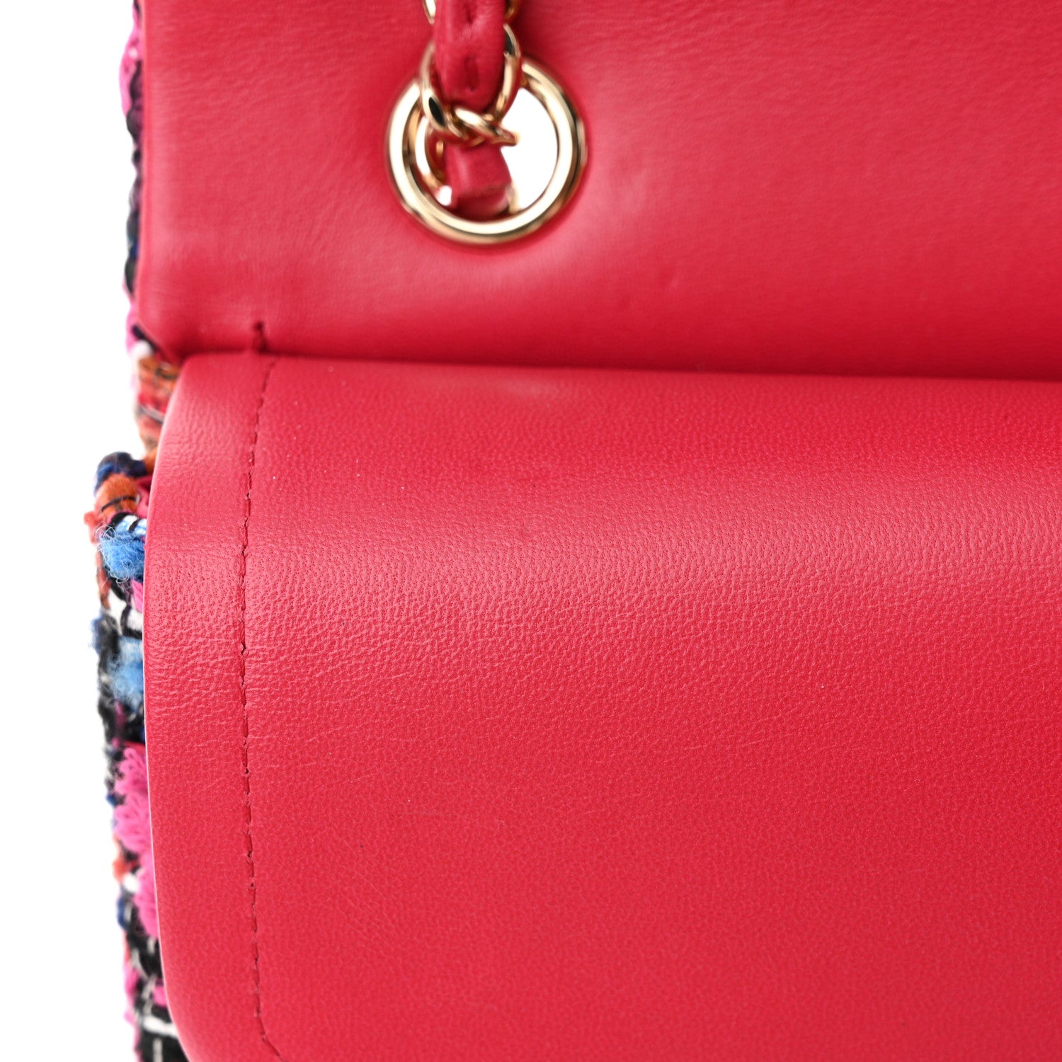 Chanel Tweed Quilted Medium Double Flap Red Pink Black 11 of 13