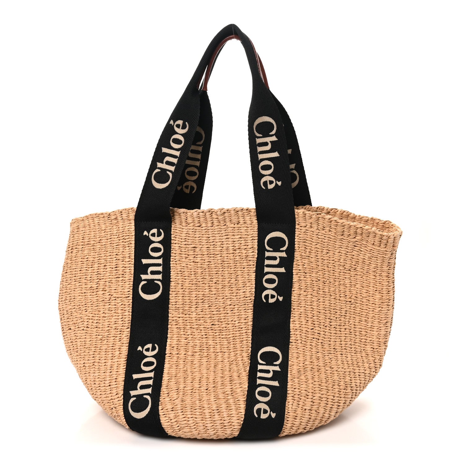 Chloe X MIFUKO Raffia Large Woody Basket Bag Black Beige Black Beige 1 of 9
