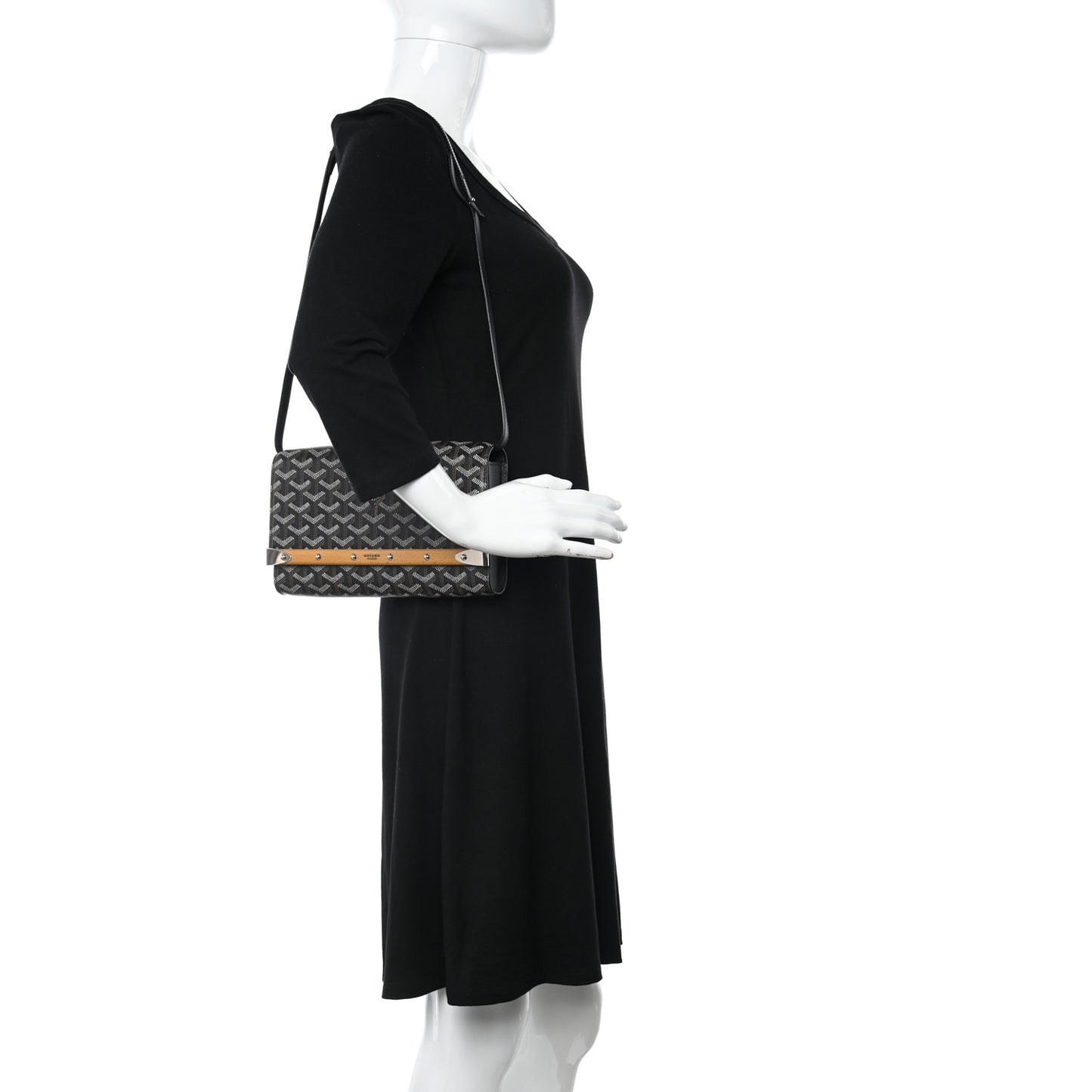 Goyardine Monte Carlo Bois Clutch With Strap Black