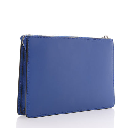 Fendi Vitello Century Metal Monster Eyes Slim Clutch Blue Neon 3 of 7