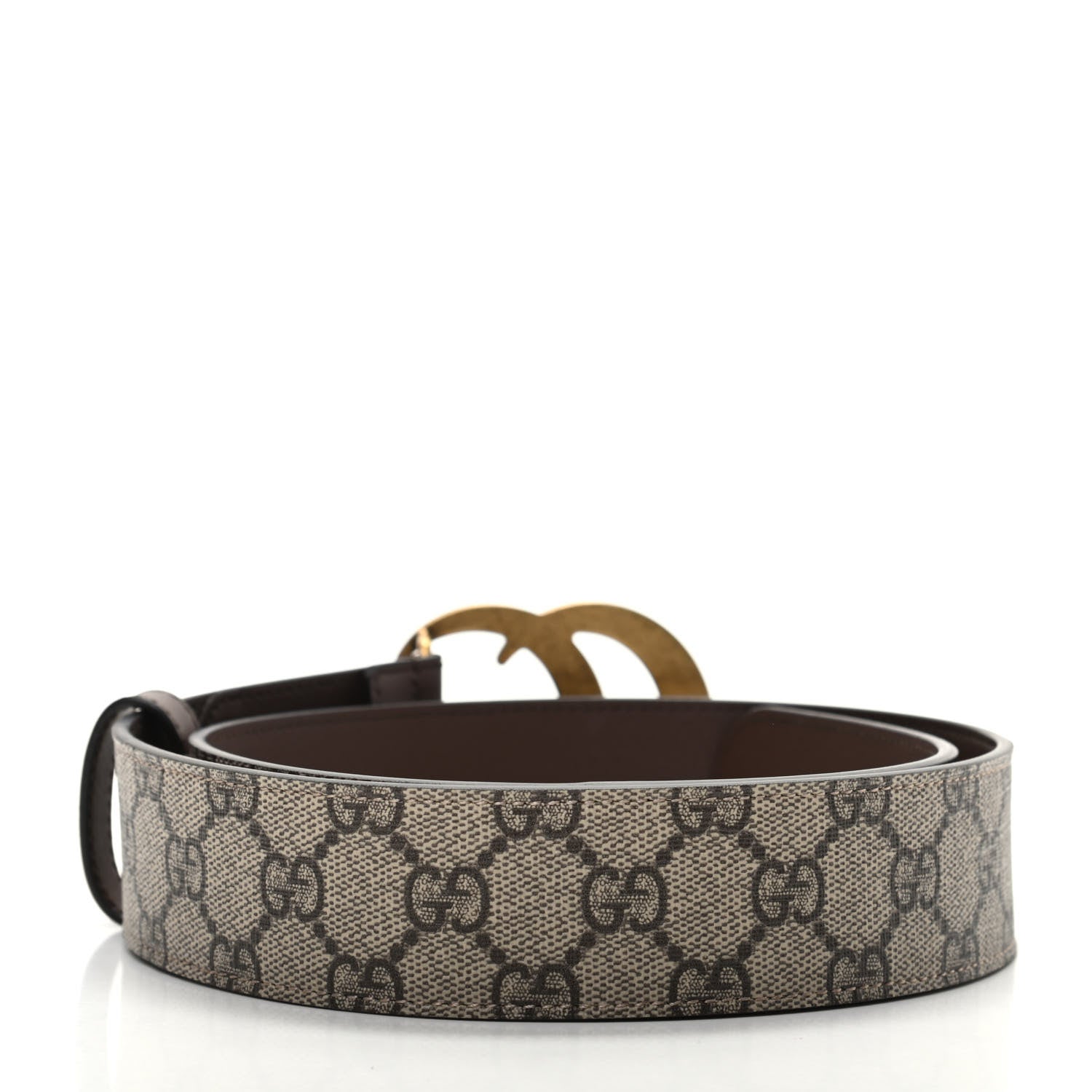 Gucci GG Supreme Monogram Matte Plutone Calfskin Double G 40mm Belt 85 34 Beige Ebony New Acero 1 of 5