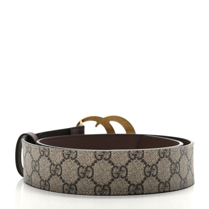 Gucci GG Supreme Monogram Matte Plutone Calfskin Double G 40mm Belt 85 34 Beige Ebony New Acero 1 of 5