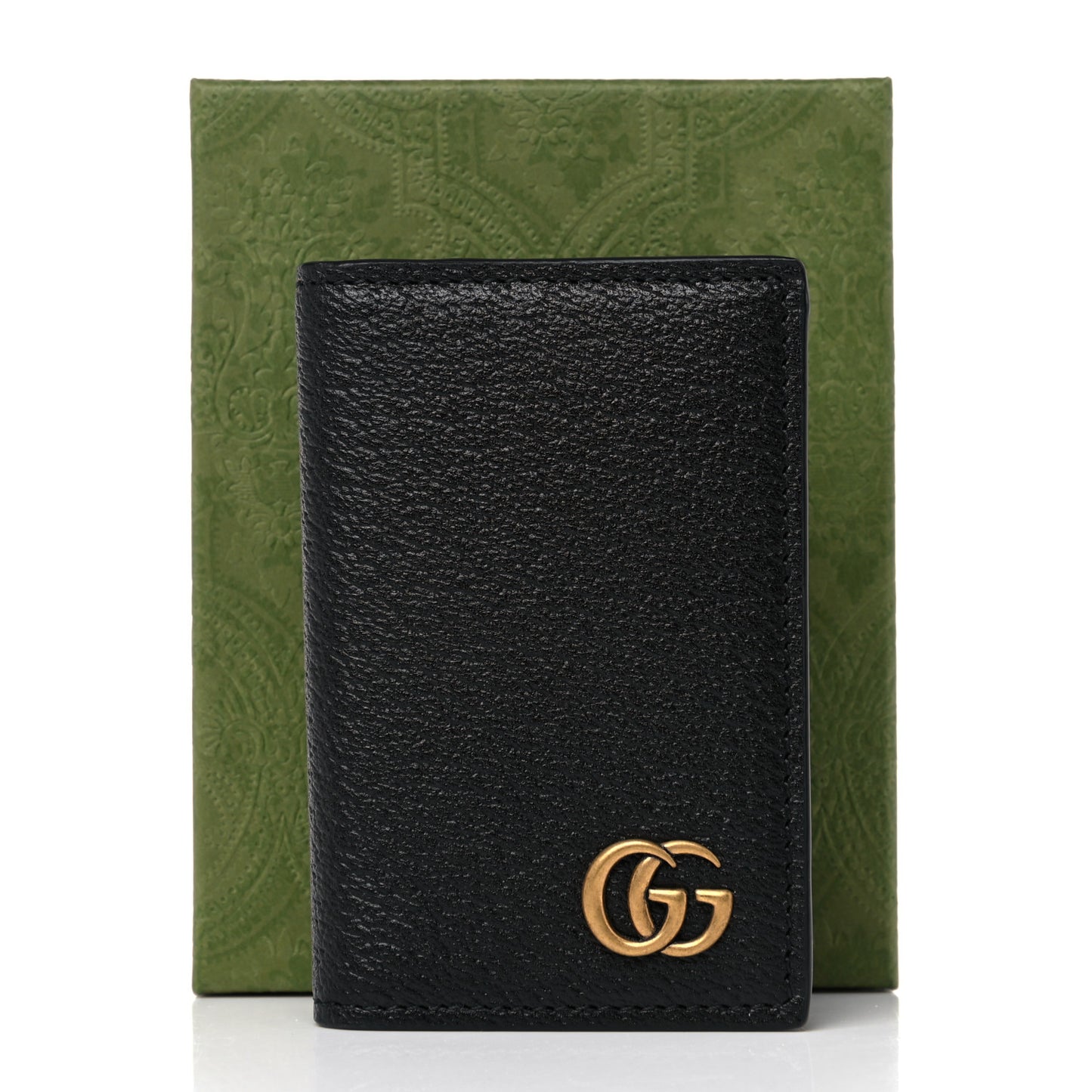 Calfskin Boar Effect GG Marmont Card Case Black