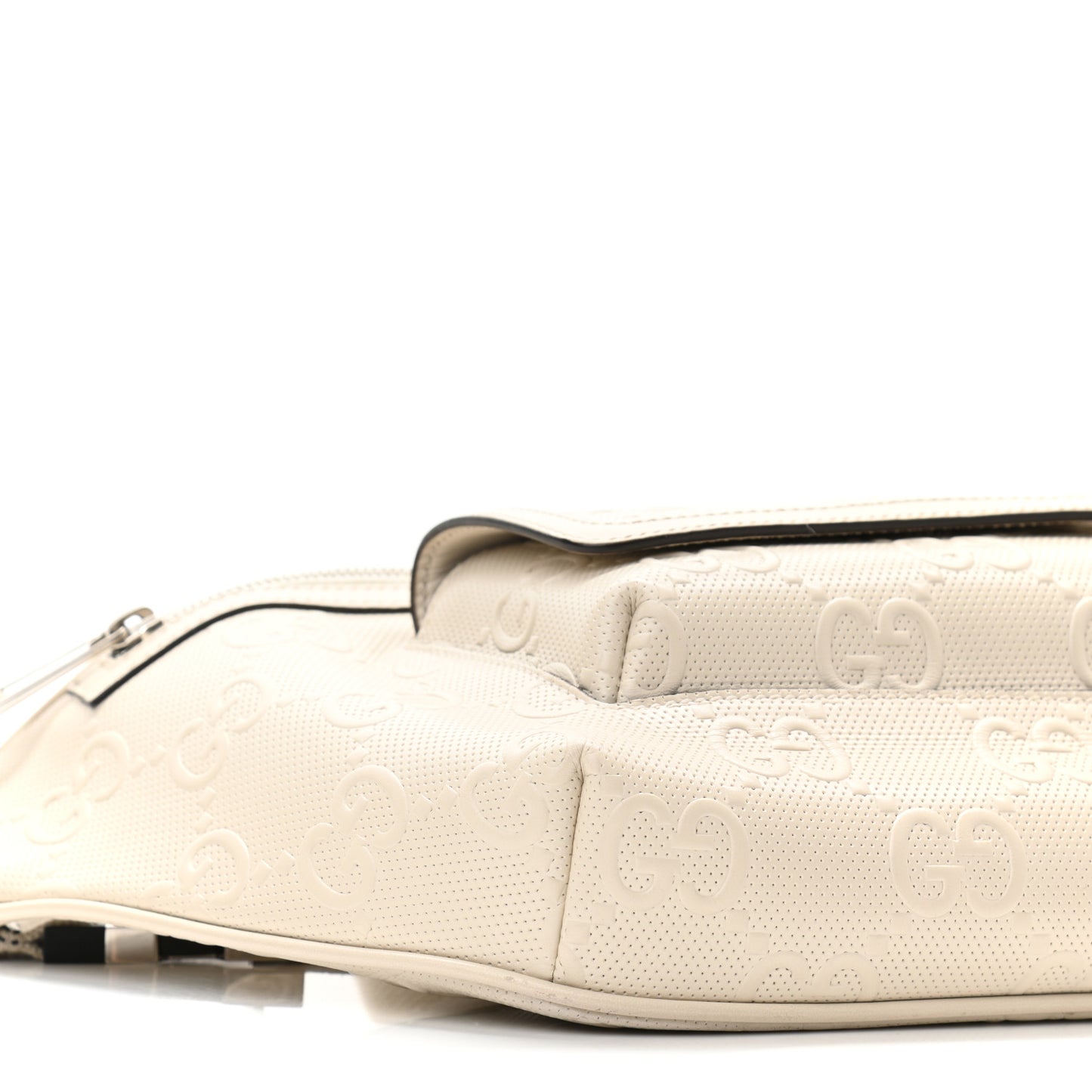 Calfskin GG Tennis Embossed Pocket Belt Bag Mystic White