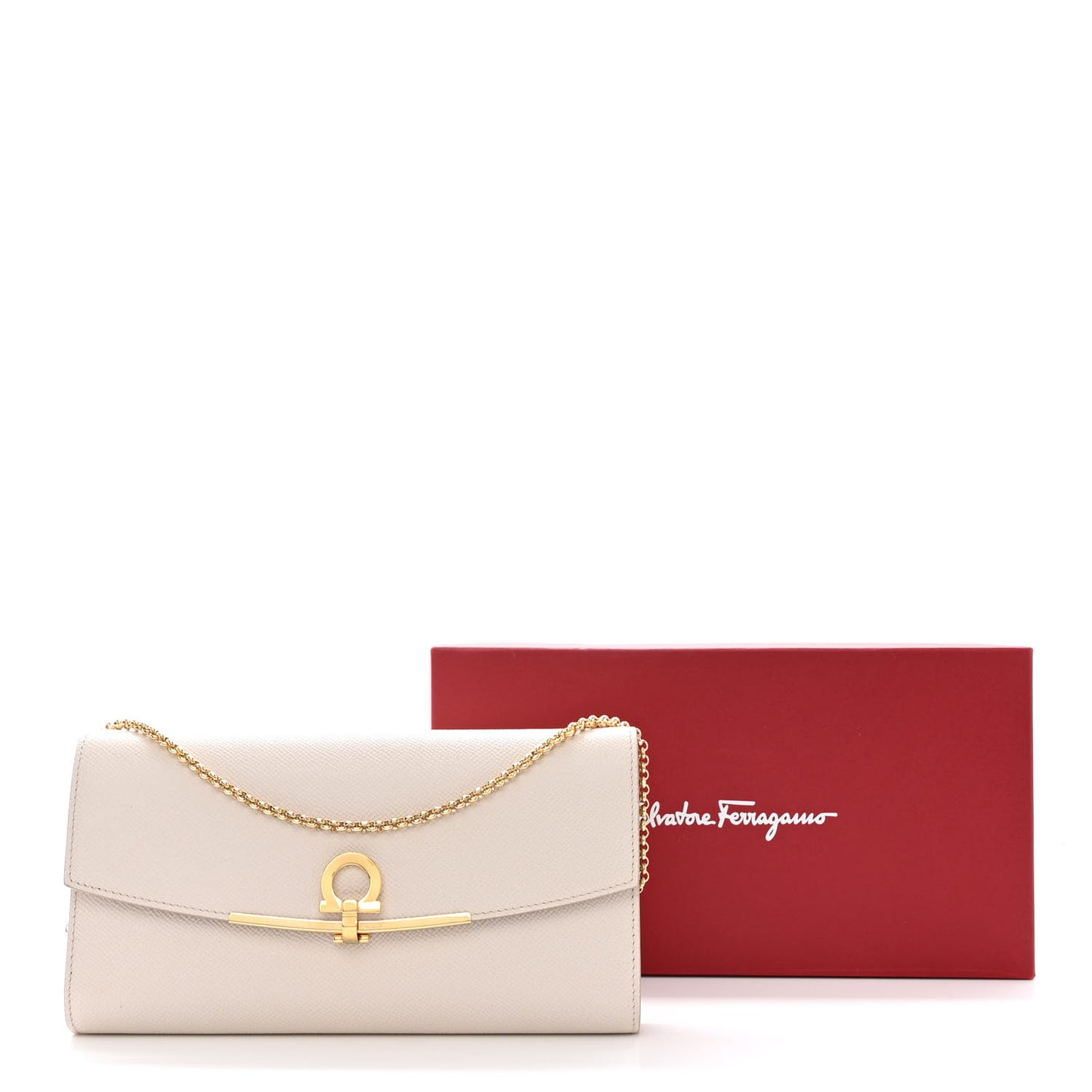 Hammered Calfskin Mini Gancini Icona Bag Bone Copper