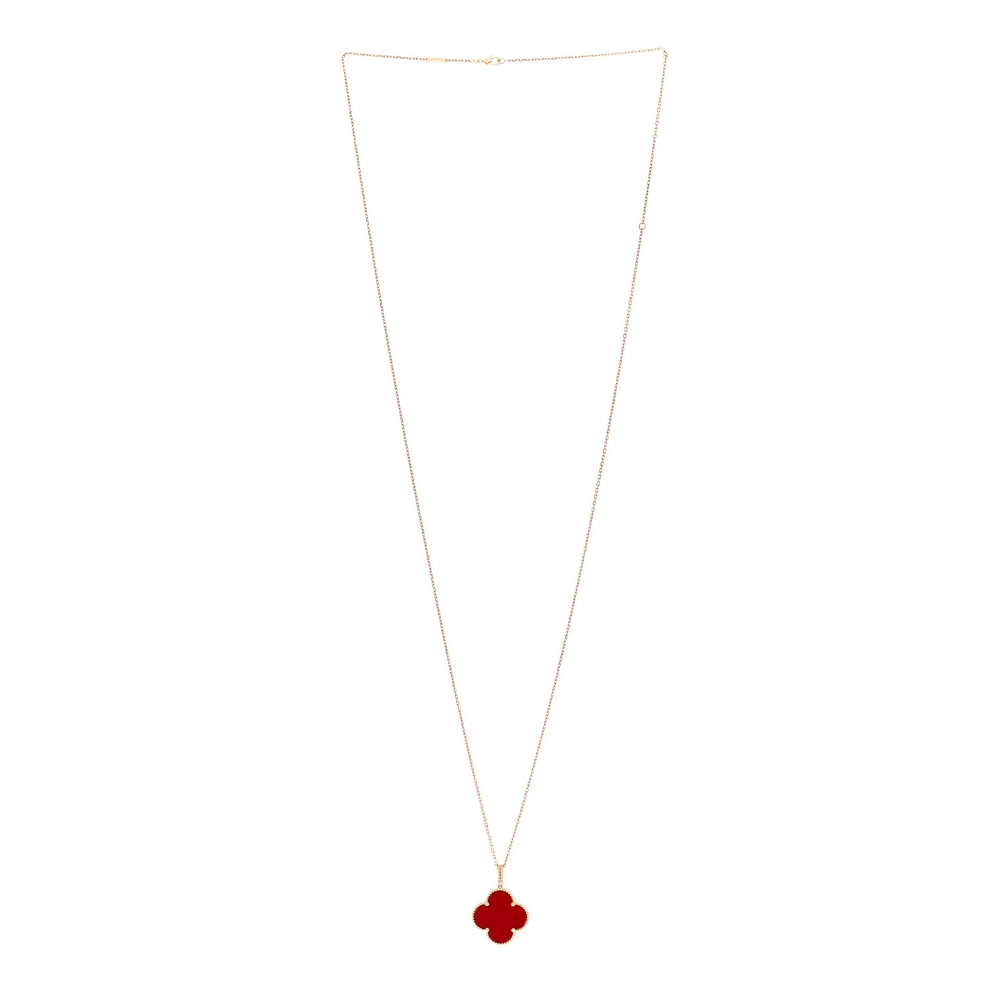 18K Yellow Gold Carnelian Magic Alhambra Long Necklace