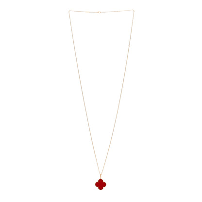 Van Cleef & Arpels 18K Yellow Gold Carnelian Magic Alhambra Long Necklace 3 of 5
