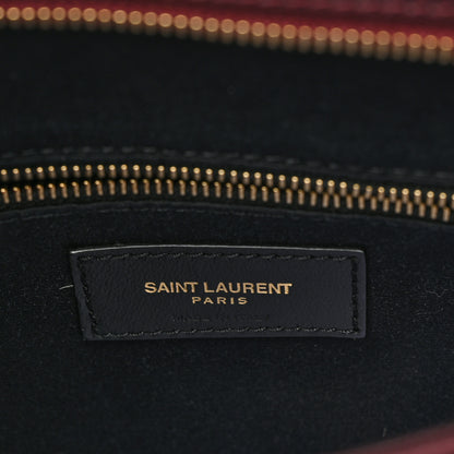 Saint Laurent Grain de Poudre Matelasse Chevron Small Tribeca Shopping Bag Rouge Legoin 7 of 9
