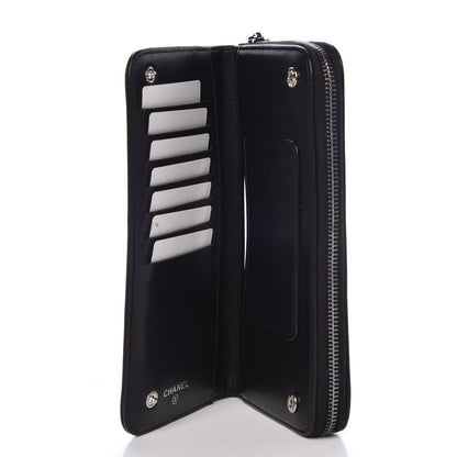 Chanel Lambskin Quilted Logo Zip Around Wallet Black 5 of 9