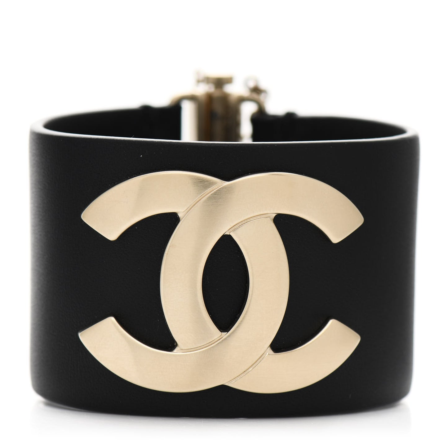 Calfskin CC Wide Cuff L Black Gold