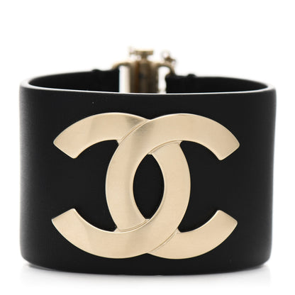 Chanel Calfskin CC Wide Cuff L Black Gold 1 of 4
