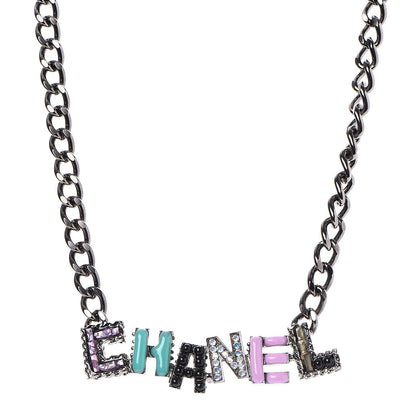 Chanel Ruthenium Enamel Crystal Pearl Necklace 1 of 6
